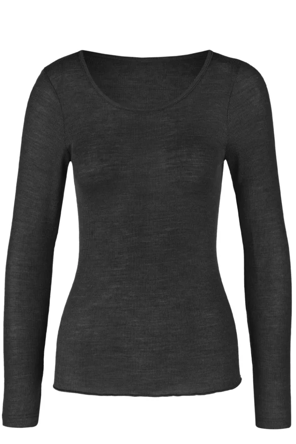 Langarm Shirt, WOOL SILK